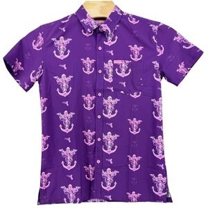 Retro‎ Rifle Glocktopus Mens Medium Purple Pink Octopus Anchor Button Down Shirt